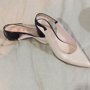 French Sole New York sling back nude/black combo